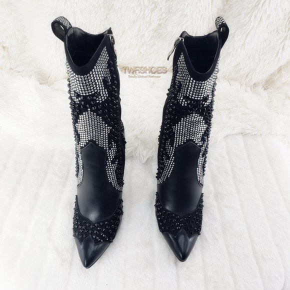 Stunning Rhinestone Stud Sexy Fringe Ankle Boots Size 10 LAST ONE - Picture 8 of 13